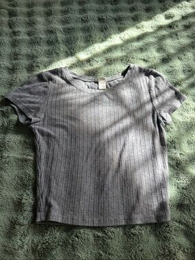 Bozzolo Gray Ribbed Short Sleeve Tee